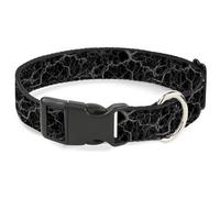 Buckle-Down Collar de perro con hebilla de plástico, liberación rápida, fácil de ajustar, mármol negro gris carbón, 9.5 a 14.5 pulgadas, 0.5 pulgadas de ancho