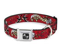 Buckle-Down Collar de Perro con Hebilla para cinturón de Seguridad, Color Rojo de la Suerte, 3,8 cm de Ancho, para Cuello de 40,6 a 58,4 cm, tamaño Mediano
