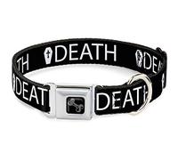 Buckle-Down Collar de Perro con Hebilla para cinturón de Seguridad - Death/Coffin Black/White