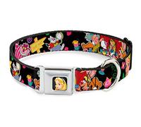 Buckle-Down Collar de Perro con Hebilla para cinturón de Seguridad, encuentros de Alicia en el país de Las Maravillas, 1 Pulgada de Ancho, se Adapta a Cuello de 15 a 26 Pulgadas, Grande