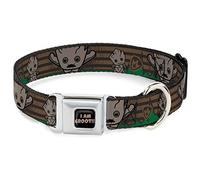 Buckle-Down Collar de Perro con Hebilla para cinturón de Seguridad, Kawaii Groot 2 Poses/Insignia de Guardianes marrón/Verde, 1.5 Pulgadas de Ancho, se Adapta a Cuello de 18 a 32 Pulgadas, Grande