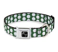 Buckle-Down Collar de Perro con Hebilla para cinturón de Seguridad, Pelotas de Golf, Color Verde/Blanco