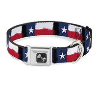 Buckle-Down Collar de Perro con Hebilla para cinturón de Seguridad, Pintura de la Bandera de Texas, 1 Pulgada de Ancho, se Adapta a Cuello de 15 a 26 Pulgadas, Grande