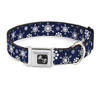 Buckle-Down Collar de Perro de 11 a 17 Pulgadas, diseño de Copos de Nieve Azul/Blanco, Mediano
