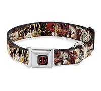 Buckle-Down Collar de Perro Hebilla de cinturón de Seguridad Deadpool Mata Deadpool 2 Cubierta Dinamita Chimichanga 15 a 26 Pulgadas 1.0 Pulgadas de Ancho, Multicolor (DC-WDP030-L)