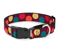 Buckle-Down Collar de perro Martingala, lunares grandes, morado/pastel multicolor, 1 pulgada