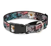 Buckle-Down Collar de Perro Martingala Rosa con Flores con Filigrana, 1 Pulgada de Ancho, se Adapta a Cuello de 11 a 17 Pulgadas, Mediano