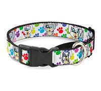 Buckle-Down Collar de perro Martingale - Cachorros con huellas de patas blanco/multicolor - 1.
