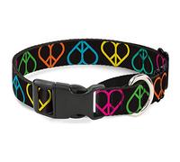 Buckle-Down Collar de perro Martingale - Peace Hearts Repeat Black/Neon - 1.