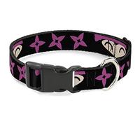 Buckle-Down - Collar de plástico con Clip de Estrella Ninja de 15,24 a 22,86 cm, Color Negro y Rosa, tamaño pequeño Estrecho