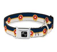 Buckle-Down Collar para Mascotas, Collar de Perro, Hebilla de cinturón de Seguridad de Metal, Bandera de Tulsa Oklahoma City, Azul Marino, Dorado, Rojo, Beige, 11 a 16.5 Pulgadas, 1.0 Pulgadas de