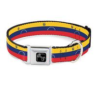 Buckle-Down Collar para Mascotas, Collar de Perro, Hebilla de cinturón de Seguridad de Metal, Bandera de Venezuela, repetición Continua, 13 a 17 Pulgadas, 1.5 Pulgadas de Ancho