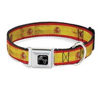 Buckle-Down Collar para Mascotas, Collar de Perro, Hebilla de cinturón de Seguridad de Metal, Bandera de España, Vintage Continuo, 15 a 24 Pulgadas, 1.0 Pulgadas de Ancho