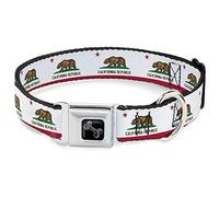 Buckle-Down Collar para Mascotas, Collar de Perro, Hebilla de cinturón de Seguridad de Metal, Bandera de California Continua, 20 a 31 Pulgadas, 1.5 Pulgadas de Ancho