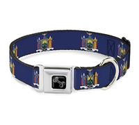 Buckle-Down Collar para Mascotas, Collar de Perro, Hebilla de cinturón de Seguridad de Metal, Bandera de Nueva York Continua, 11 a 16.5 Pulgadas, 1.0 Pulgadas de Ancho
