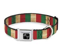 Buckle-Down Collar para Mascotas, Collar de Perro, Hebilla de cinturón de Seguridad de Metal, Bandera de Italia Continua, Vintage, 16 a 23 Pulgadas, 1.5 Pulgadas de Ancho