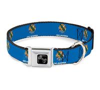 Buckle-Down Collar para Mascotas, Collar de Perro, Hebilla de cinturón de Seguridad de Metal, Bandera del Estado de Oklahoma, Azul Cielo, Blanco, 20 a 31 Pulgadas, 1.5 Pulgadas de Ancho