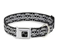 Buckle-Down Collar para Mascotas, Collar de Perro, Hebilla de cinturón de Seguridad de Metal, Calavera de azúcar de Diamante, apilado, Negro, Plateado, Blanco, 16 a 23 Pulgadas, 1.5 Pulgadas de Ancho