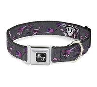 Buckle-Down Collar para Mascotas, Collar de Perro, Hebilla de cinturón de Seguridad de Metal, Calavera Gris, 13 a 17 Pulgadas, 1.5 Pulgadas de Ancho