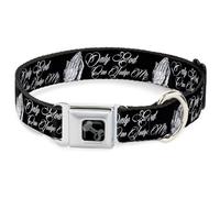 Buckle-Down Collar para Mascotas, Collar de Perro, Hebilla de cinturón de Seguridad de Metal, con Texto en inglés Only God Can Judge Me Script Praying Hands, Color Negro y Blanco, 33,8 a 43,2 cm de