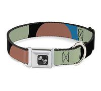 Buckle-Down Collar para mascotas, collar de perro, hebilla de cinturón de seguridad de metal, diseño de lunares, color negro, azul, marrón salvia, 50 a 78 cm, 1.5 pulgadas de ancho