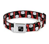 Buckle-Down Collar para Mascotas, Collar de Perro, Hebilla de cinturón de Seguridad de Metal, muñeco de Nieve de Navidad, Color Rojo y Blanco, 20 a 31 Pulgadas, 1.5 Pulgadas de Ancho