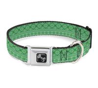Buckle-Down Collar para Mascotas, Collar de Perro, Hebilla de cinturón de Seguridad de Metal, patrón de Puntada Verde de Navidad, 16 a 23 Pulgadas, 1.5 Pulgadas de Ancho
