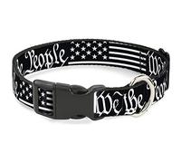 Buckle-Down Collar para Mascotas, Collar de Perro, Hebilla de plástico, Bandera de Estados Unidos, We The People, Negro y Blanco, 15 a 24 Pulgadas, 1.0 Pulgadas de Ancho