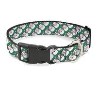 Buckle-Down Collar para Mascotas, Collar de Perro, Hebilla de plástico, diseño de Papá Noel con Cara Sonriente de Navidad, Verde, Rojo, Blanco, 9.5 a 14.5 Pulgadas, 0.5 Pulgadas de Ancho