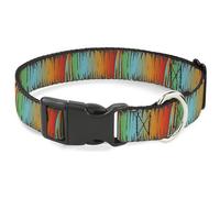 Buckle-Down Collar para Mascotas, Collar de Perro, Hebilla de plástico, garabatos zarape marrón desteñido, Multicolor, 13 a 17 Pulgadas, 1.5 Pulgadas de Ancho