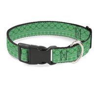 Buckle-Down Collar para mascotas, collar de perro, hebilla de plástico, patrón de puntada verde de Navidad, día festivo, 24 a 33 cm, 2.5 cm de ancho