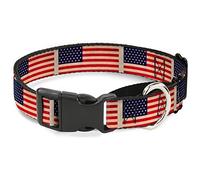 Buckle-Down - Collar para Perro con Bandera Estadounidense, Color Desgastado, repetición Martingal, 2,5 cm de Ancho, Cuello Mediano, 28 cm