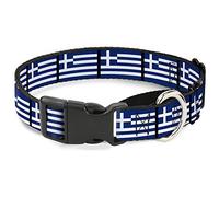 Buckle-Down - Collar para Perro con Banderas de Grecia Martingale, 2,5 cm de Ancho, Cuello pequeño de 23 a 38 cm