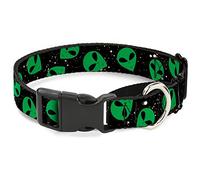Buckle-Down - Collar para Perro con Cabeza de alienígena, galaxy2/verde/negro, Talla Grande, 3,8 cm de Ancho