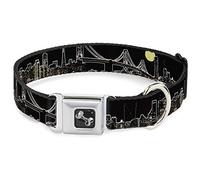 Buckle-Down - Collar para Perro de 11 a 17 Pulgadas de San Francisco W/Moon Vivid Skyline, Color Negro, tamaño Mediano