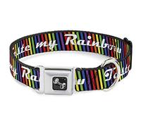 Buckle-Down - Collar para Perro de 15 - 26 Pulgadas, diseño con Texto en inglés Taste My Rainbow Black/Multi Color, tamaño Grande