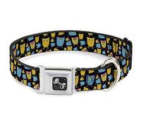 Buckle-Down - Collar para Perro de 40,6 a 58,4 cm, diseño de búhos, Color Negro