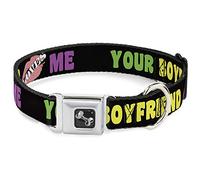 Buckle-Down - Collar para Perro de 45 a 81 cm, diseño con Texto en inglés Your Boyfriend Loves Me with Kiss Black/Neon, tamaño Grande