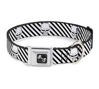 Buckle-Down - Collar para Perro, diseño de Calavera de Metal de 45,7 a 81,2 cm, Color Negro y Blanco
