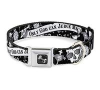 Buckle-Down - Collar para Perro, Talla pequeña, 22,86-38,1 cm, diseño con Texto Only God Can Judge Me, Color Negro y Blanco