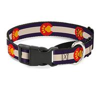 Buckle-Down Colorado Bandera/Paw Print Martingale Collar de Perro, 1" de Ancho, Cuello Mediano, 11-17"