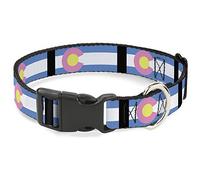 Buckle-Down Colorado Banderas de plástico Pastel Clip Collar, 1" Wide-Fits 9-15" Cuello-Pequeño