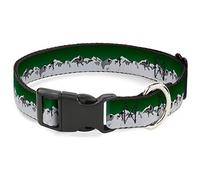 Buckle-Down Colorado - Cuello con Clip de plástico para montañas de Color Verde/Gris, 3,8 cm de Ancho, Cuello Mediano, 40,6 cm a 58,4 cm