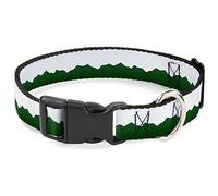 Buckle-Down Colorado - Cuello Redondo de plástico para montañas sólidas, Color Verde/Blanco, 2,5 cm de Ancho