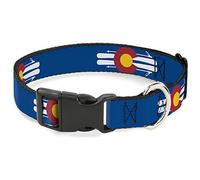 Buckle-Down Colorado Logo/Skis Azul/Blanco/Rojo/Amarillo Plástico Clip Collar, 1/2" Wide-Fits 9-15" Cuello - Grande