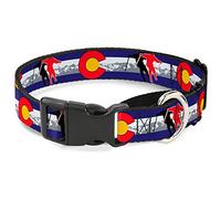 Buckle-Down Colorado Skier1 Rojo/Mountains Martingale Collar de Perro, 1" de Ancho, Cuello pequeño, 22,86 cm