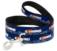 Buckle-Down Colorado Trout Bandera Azul/Blanco/Rojo/Amarillo Pet Leash, 6 'x 1.5"