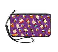 Buckle-Down Comedy Central - Cartera con cremallera alrededor, diseño de personajes y globos de South Park, color morado, lona, Púrpura, Large