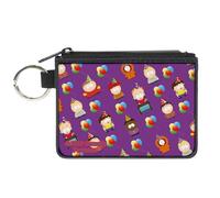 Buckle-Down Comedy Central - Cartera con cremallera alrededor, diseño de personajes y globos de South Park, color morado, lona, Púrpura, XS, Casual