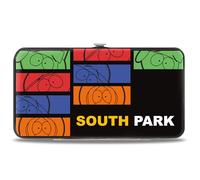Buckle-Down Comedy Central - Cartera de piel vegana con bisagras para mujer, con billeteras, ranuras para tarjetas y soporte para identificación, monograma de dibujo y postura de South Park Boys